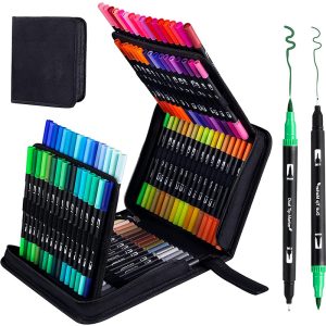 Double-Headed Watercolor Marker Pens Set with Hook Line, Art Graffiti Pens for Painting, Drawing, and Coloring Gifts