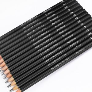 Premium Sketching Pencils Set - 2B to 14B, 0.3mm Lead, Wooden, Ideal for Artists & Students