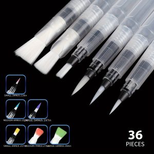 Watercolor Brush Pens, Watercolor Paint Pens, Water Color Water Base Markers, Water Brush Pens For Watercolor For All Water Soluble Pigment And Watercolor Media (6 Set, 36 Pieces)